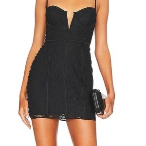For Love & Lemons Black Lace Bustier Mini Dress